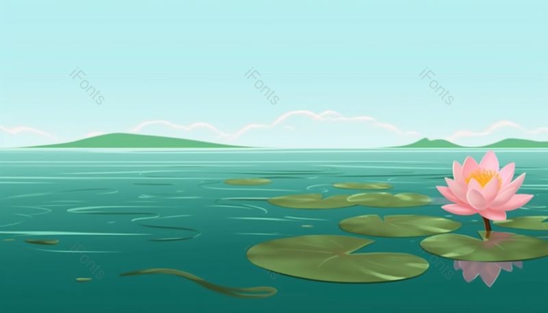 绿色唯美夏至荷塘的荷花插画背景,插画/手绘图,插画/手绘图库,插画/手绘图下载,插画/手绘